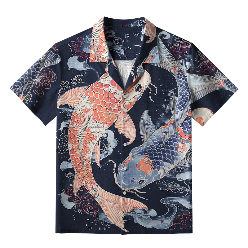 Tokyo-Tiger Two Koi Carps Aloha Hawaiian Shirt