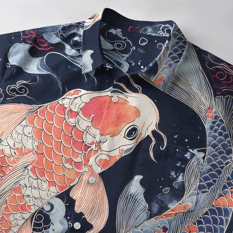 Tokyo-Tiger Two Koi Carps Button-up Shirt