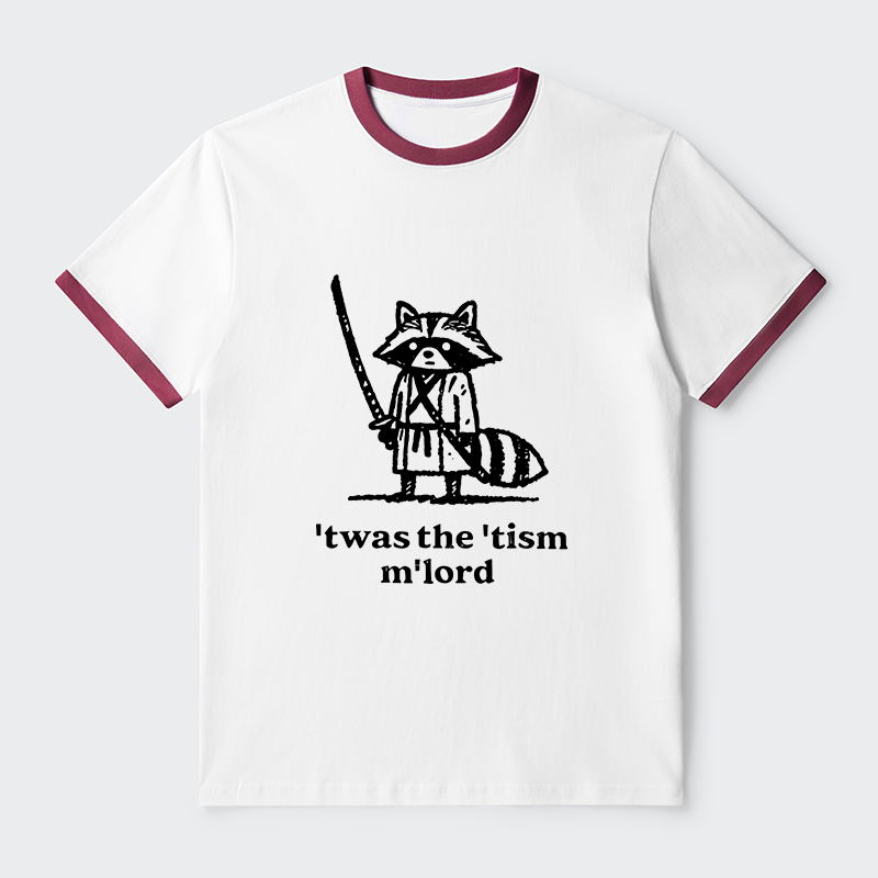 Tokyo-Tiger Focused Samurai Raccoon Contrast Trim T-Shirt