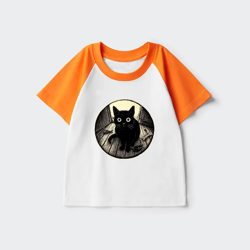 Tokyo-Tiger Waiting Black Cat Kids Raglan T-shirt