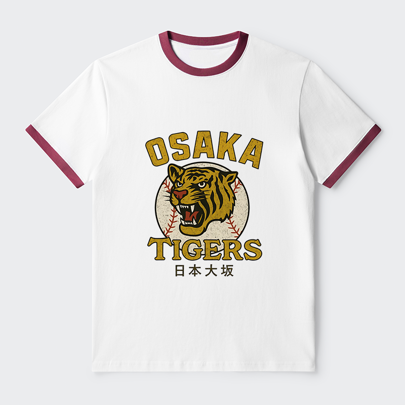 Tokyo-Tiger Funny Osaka Tigers Contrast Trim T-Shirt