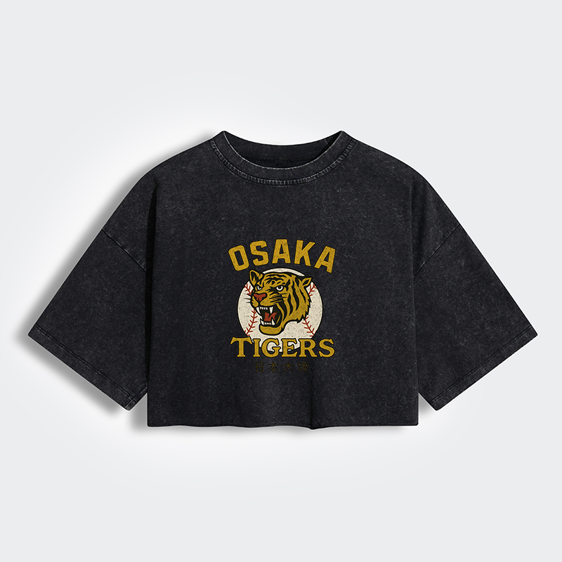 Tokyo-Tiger Funny Osaka Tigers Women's Washed Crop T-Shirt
