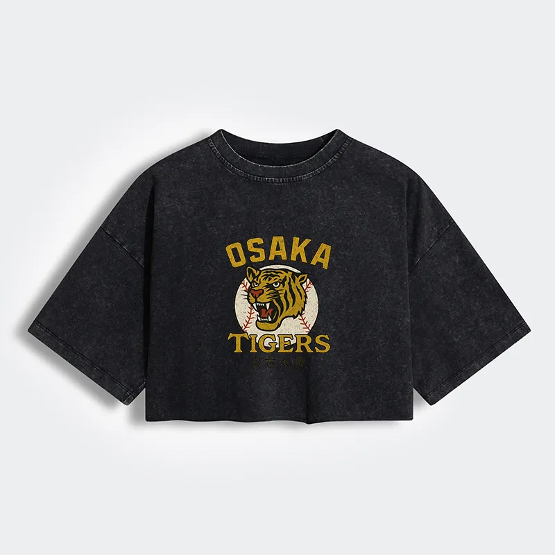 Tokyo-Tiger Funny Osaka Tigers Women's Washed Crop T-Shirt