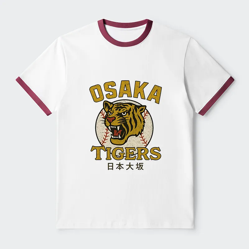Tokyo-Tiger Funny Osaka Tigers Contrast Trim T-Shirt