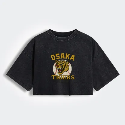 Tokyo-Tiger Funny Osaka Tigers Women's Washed Crop T-Shirt
