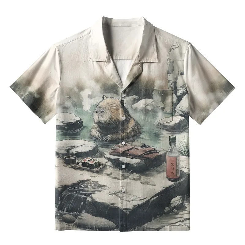 Tokyo-Tiger Capybara In Hot Springs Aloha Hawaiian Shirt