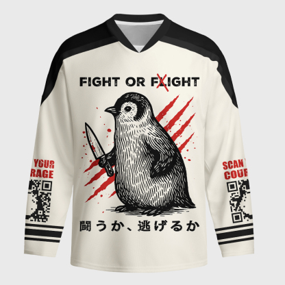 Tokyo-Tiger Woodblock Penguin:Fight Or Flight Long-Sleeve Hockey Jersey
