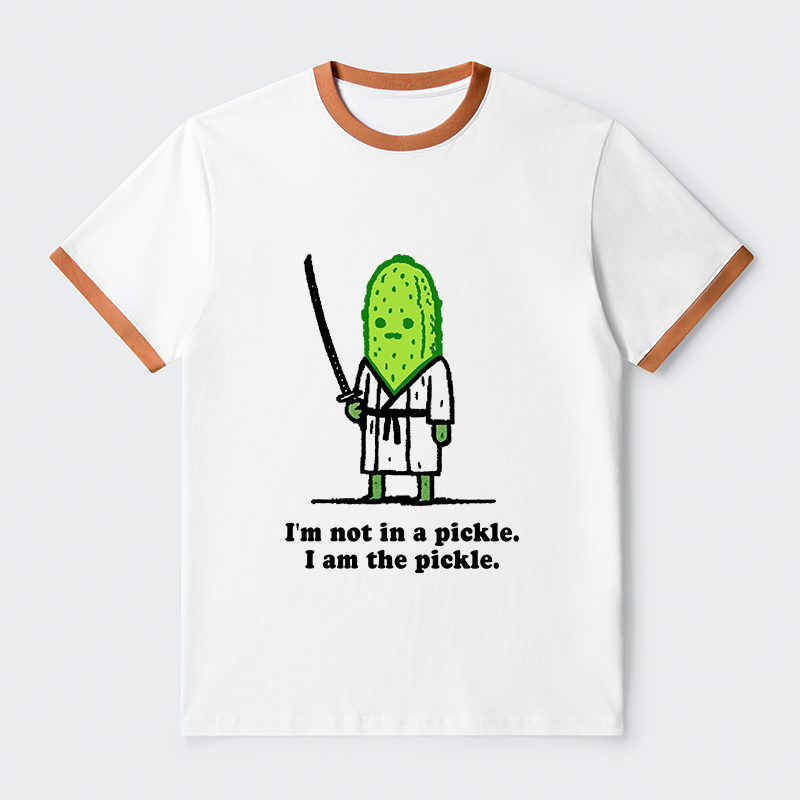 Tokyo-Tiger Funny Cucumber Samurai Contrast Trim T-Shirt