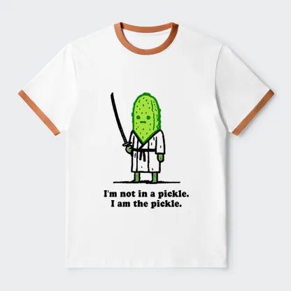 Tokyo-Tiger Funny Cucumber Samurai Contrast Trim T-Shirt