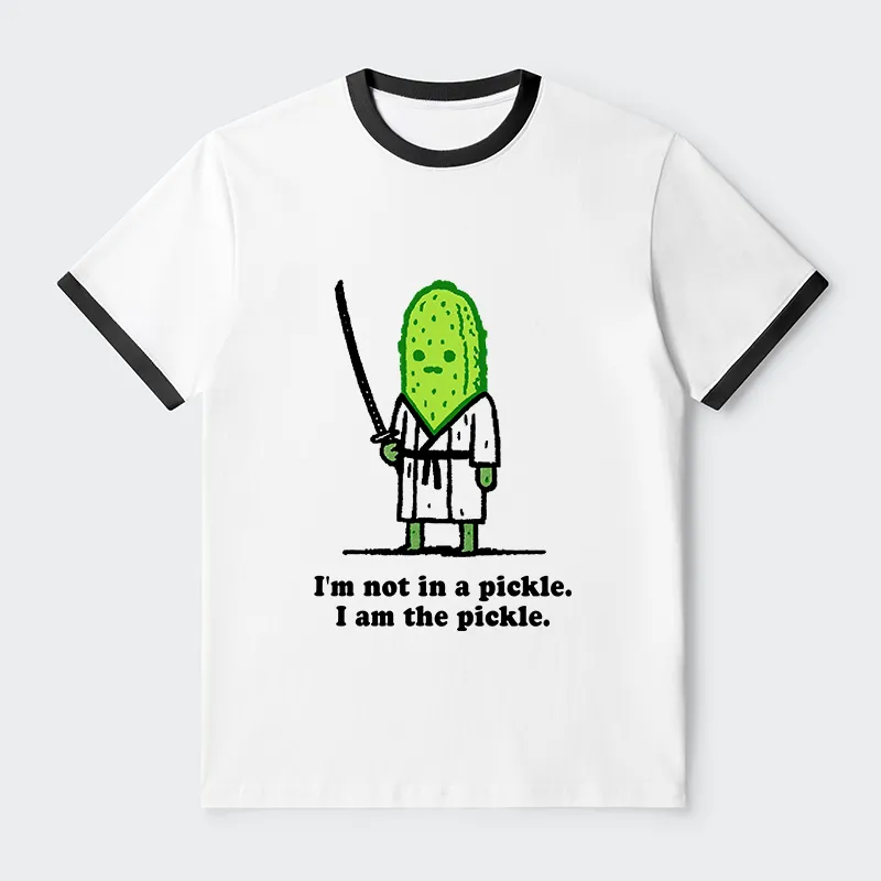 Tokyo-Tiger Funny Cucumber Samurai Contrast Trim T-Shirt