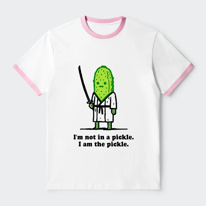 Tokyo-Tiger Funny Cucumber Samurai Contrast Trim T-Shirt