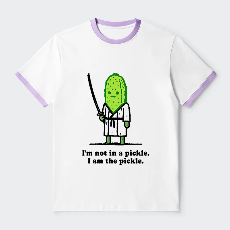 Tokyo-Tiger Funny Cucumber Samurai Contrast Trim T-Shirt