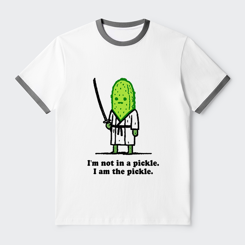 Tokyo-Tiger Funny Cucumber Samurai Contrast Trim T-Shirt