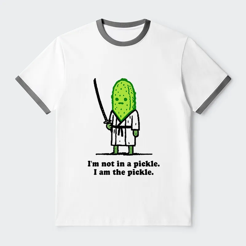 Tokyo-Tiger Funny Cucumber Samurai Contrast Trim T-Shirt