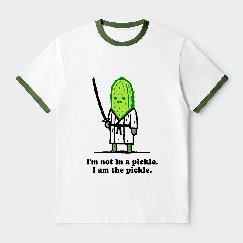 Tokyo-Tiger Funny Cucumber Samurai Contrast Trim T-Shirt