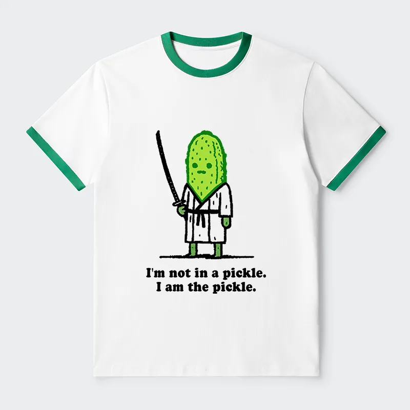 Tokyo-Tiger Funny Cucumber Samurai Contrast Trim T-Shirt