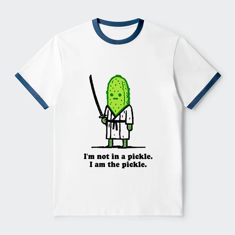 Tokyo-Tiger Funny Cucumber Samurai Contrast Trim T-Shirt