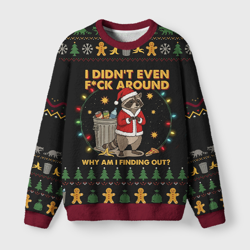 Tokyo-Tiger Funny Trash Raccoon Meme Fuzzy Christmas Ugly Sweatshirt
