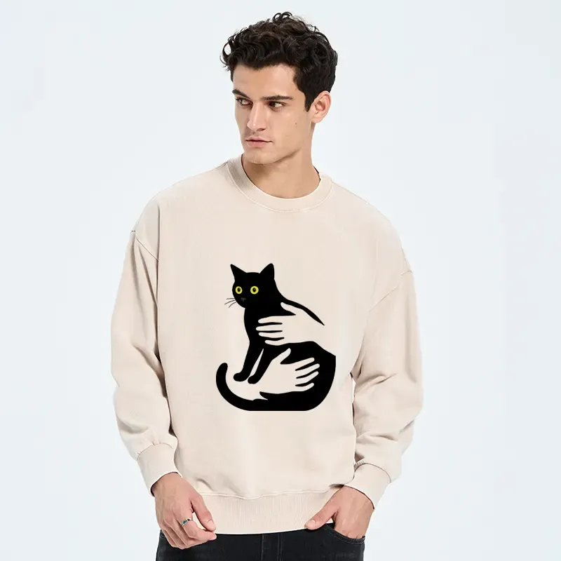Tokyo-Tiger Hug A Black Cat Washed Sweatshirt
