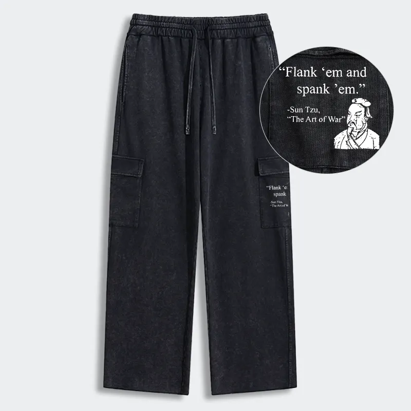 Tokyo-Tiger The Art Of War Funny Washed Utility Sweatpants