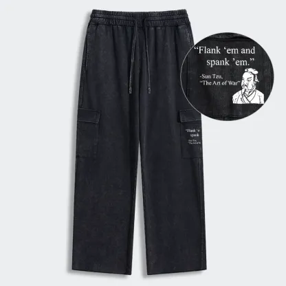 Tokyo-Tiger The Art Of War Funny Washed Utility Sweatpants