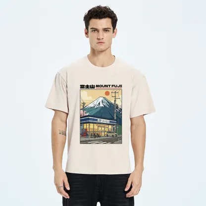 Tokyo-Tiger Japanese Street Fuji Mountain Art Washed T-Shirt