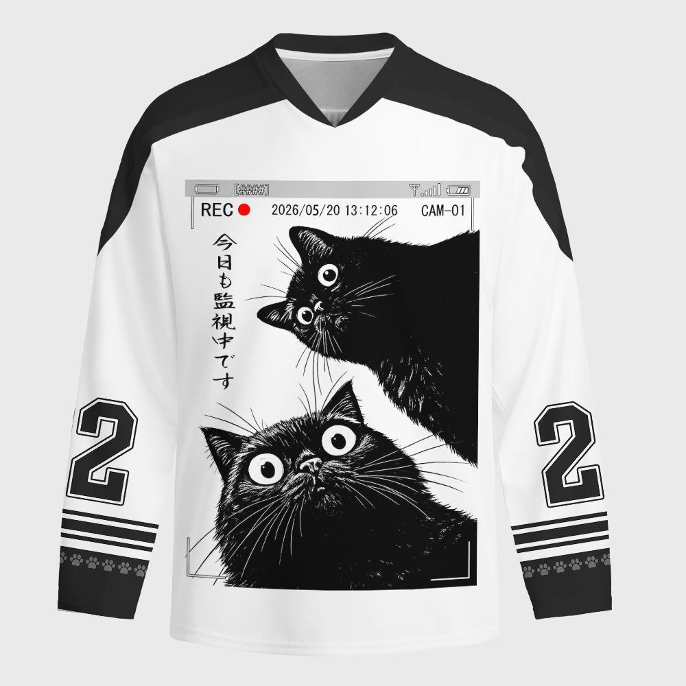 Tokyo-Tiger Two Cats Watching You Today Too Long-Sleeve Hockey Jersey