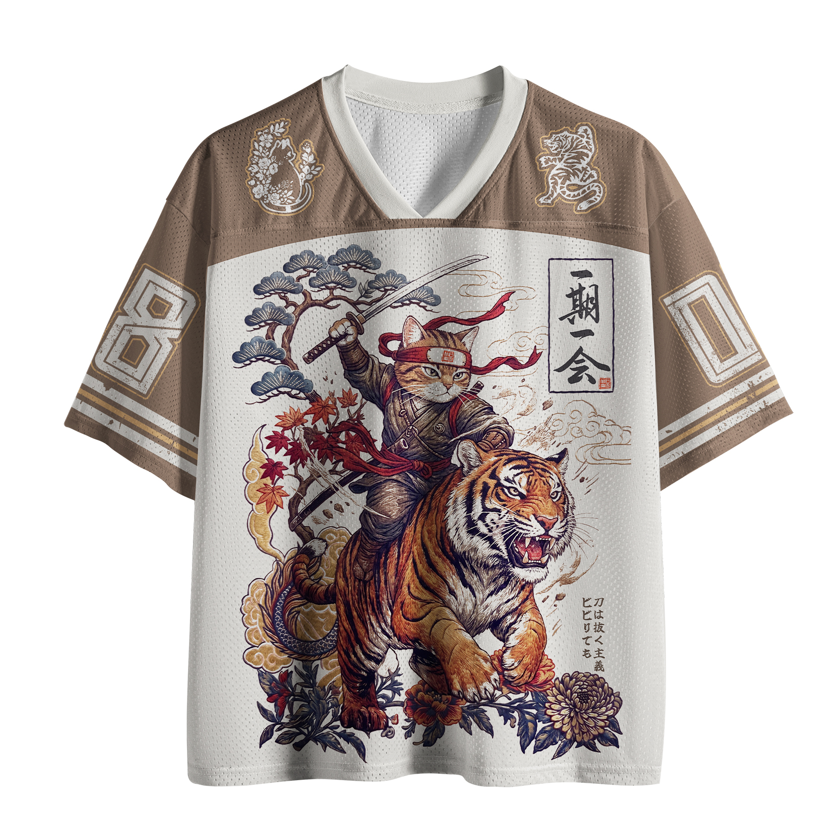 Tokyo-Tiger Samurai Cat Riding The Tiger Mesh Jersey