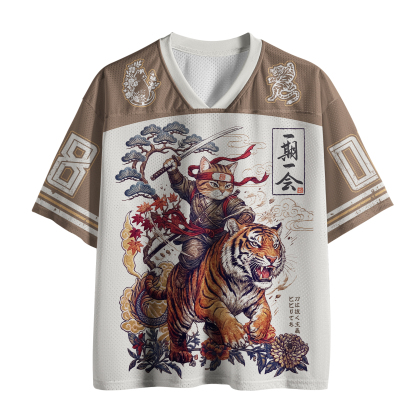 Tokyo-Tiger Samurai Cat Riding The Tiger Mesh Jersey
