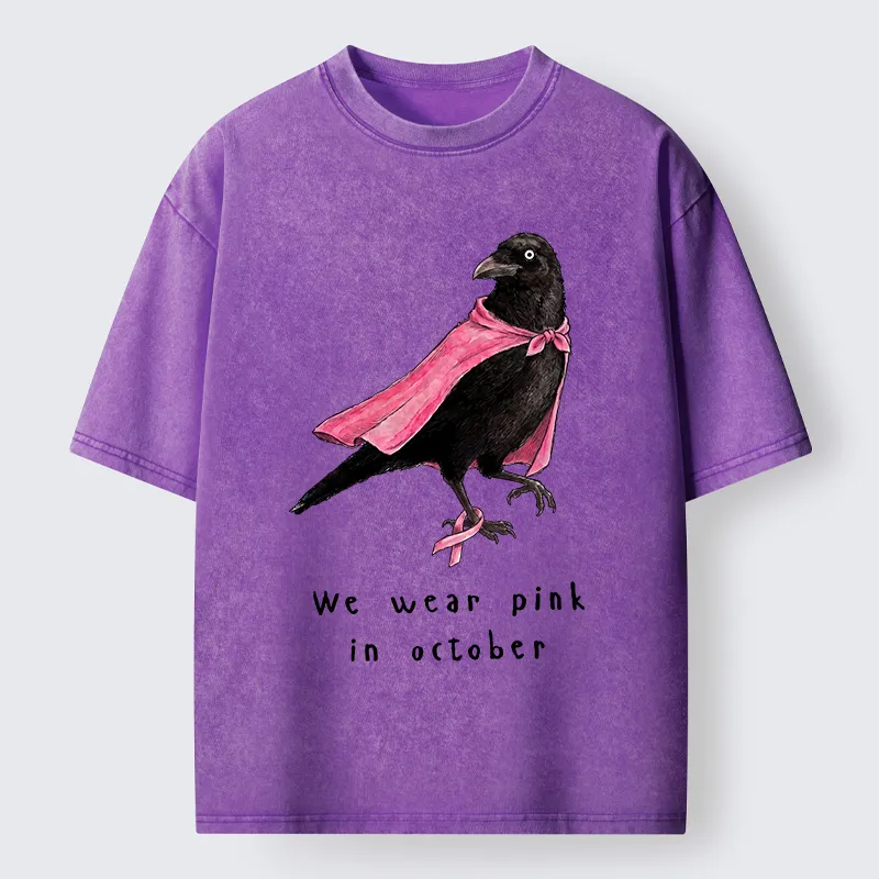 Tokyo-Tiger Pink Ribbon Raven Breast Cancer Awareness Washed T-Shirt