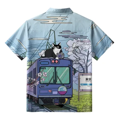 Tokyo-Tiger Black Cat On The Train Aloha Hawaiian Shirt