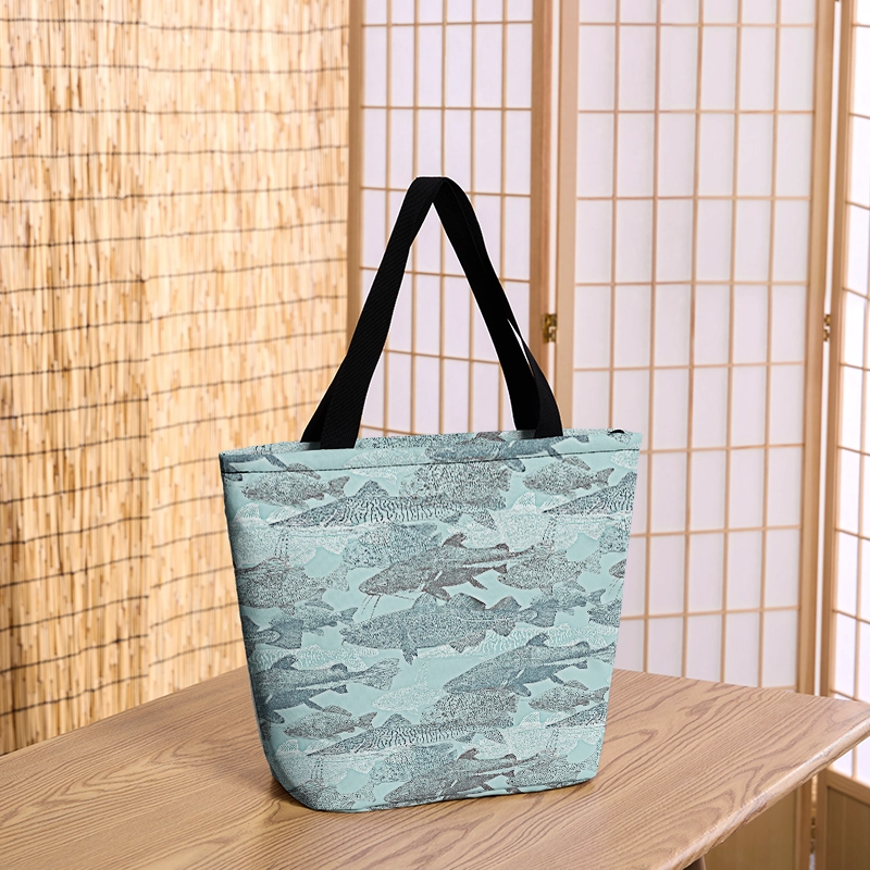 Tokyo-Tiger Vintage Fish School Zipper Tote Bag