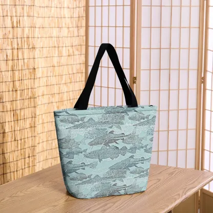 Tokyo-Tiger Vintage Fish School Zipper Tote Bag