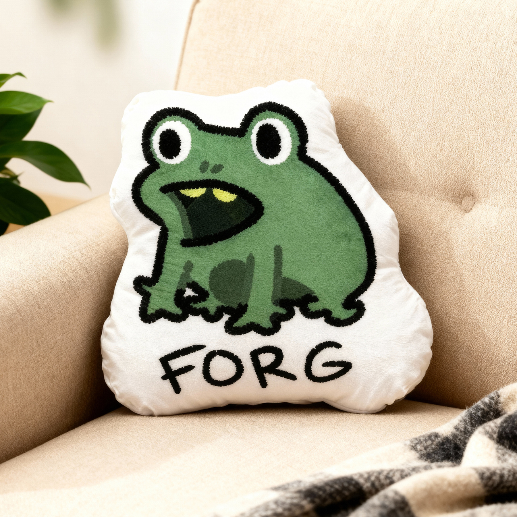 Tokyo-Tiger Funny Forg Japan Shaped Throw Pillow