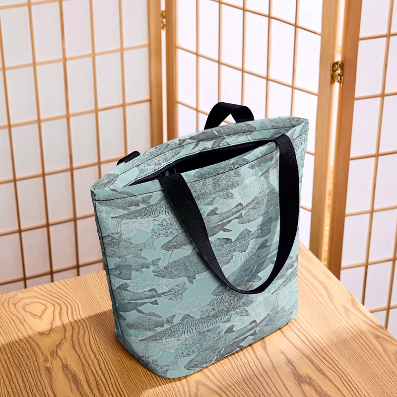 Tokyo-Tiger Vintage Fish School Zipper Tote Bag