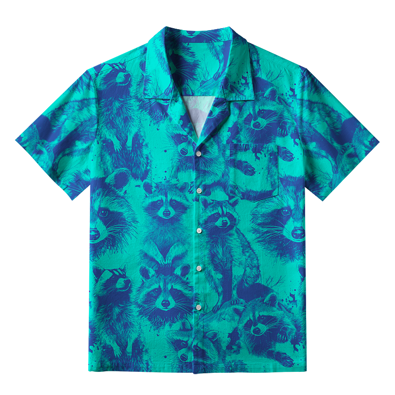 Tokyo-Tiger Playful Raccoon Frenzy Aloha Hawaiian Shirt