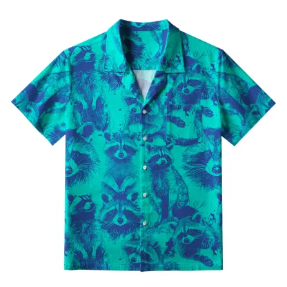 Tokyo-Tiger Playful Raccoon Frenzy Aloha Hawaiian Shirt