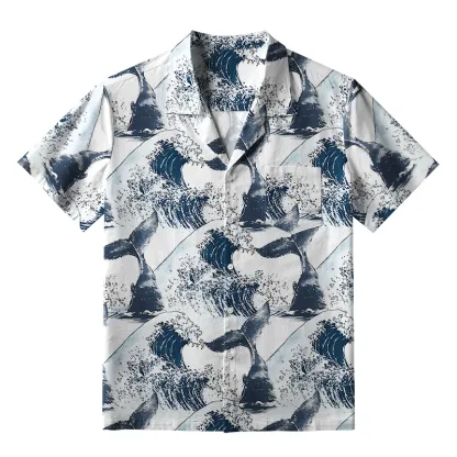Tokyo-Tiger Whale Tail Wave Art Aloha Hawaiian Shirt