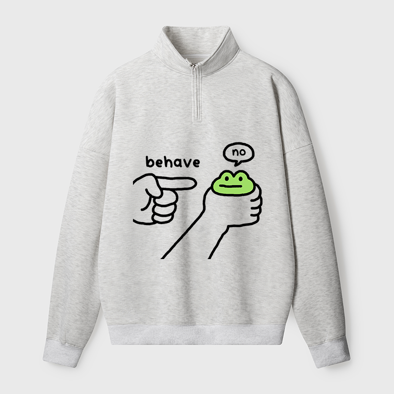 Tokyo-Tiger Dishonest Frog Half Zip Fleece Sweatshirt