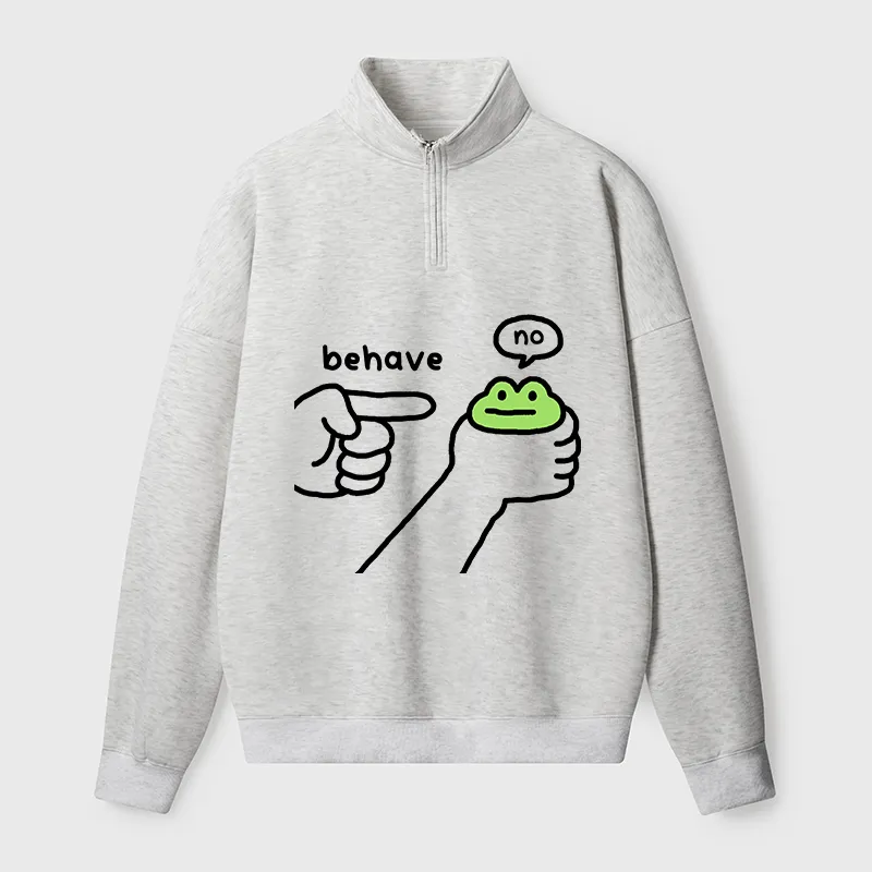 Tokyo-Tiger Dishonest Frog Half Zip Fleece Sweatshirt