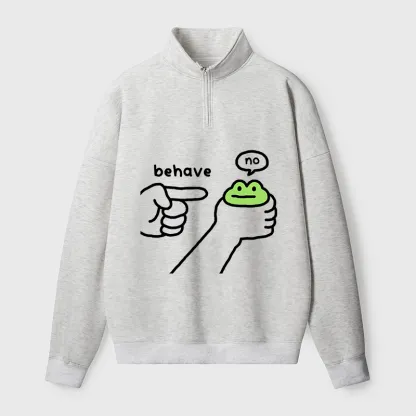 Tokyo-Tiger Dishonest Frog Half Zip Fleece Sweatshirt