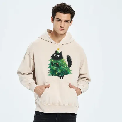 Tokyo-Tiger Christmas Tree Cat Japan Washed Hoodie