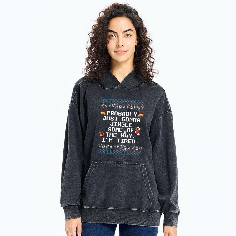 Tokyo-Tiger Too Tired to Fully Jingle Washed Hoodie