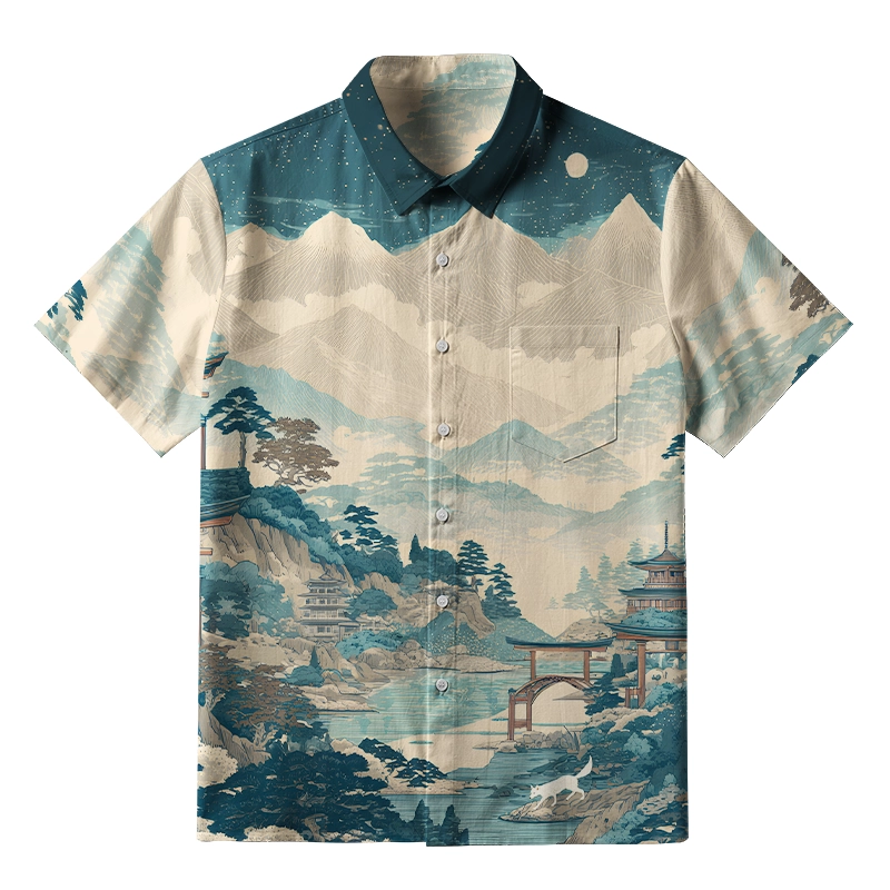 Tokyo-Tiger Tranquil Nights In Kyoto Button-up Shirt