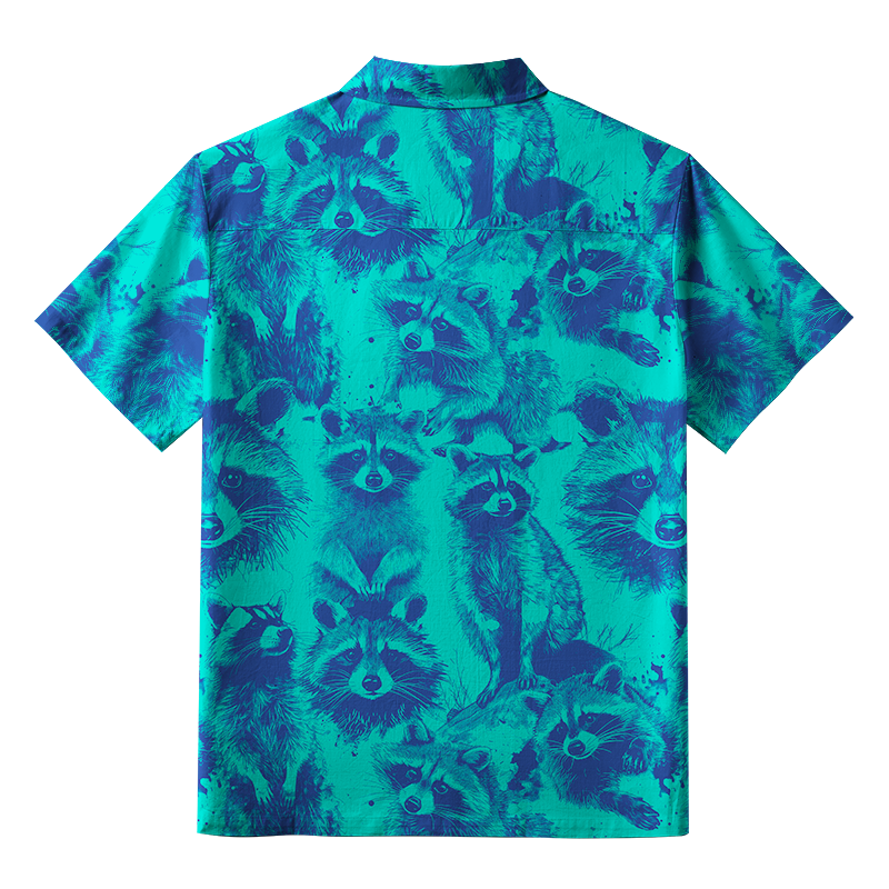 Tokyo-Tiger Playful Raccoon Frenzy Button-up Shirt
