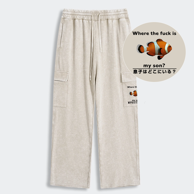 Tokyo-Tiger Fish Looking For Son Washed Utility Sweatpants