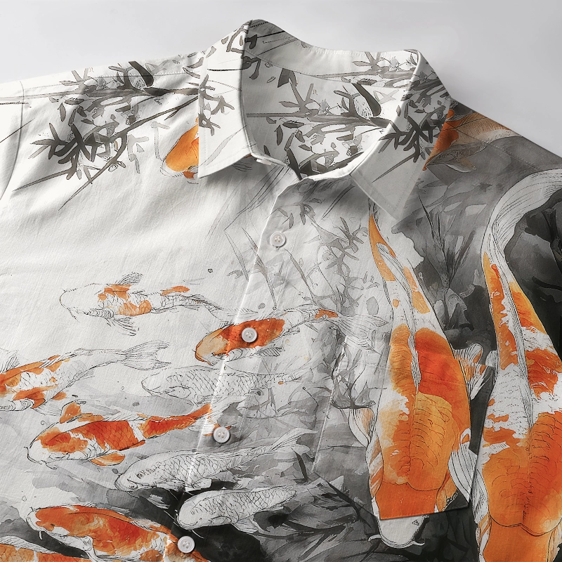 Tokyo-Tiger Dance Of The Koi Button-up Shirt