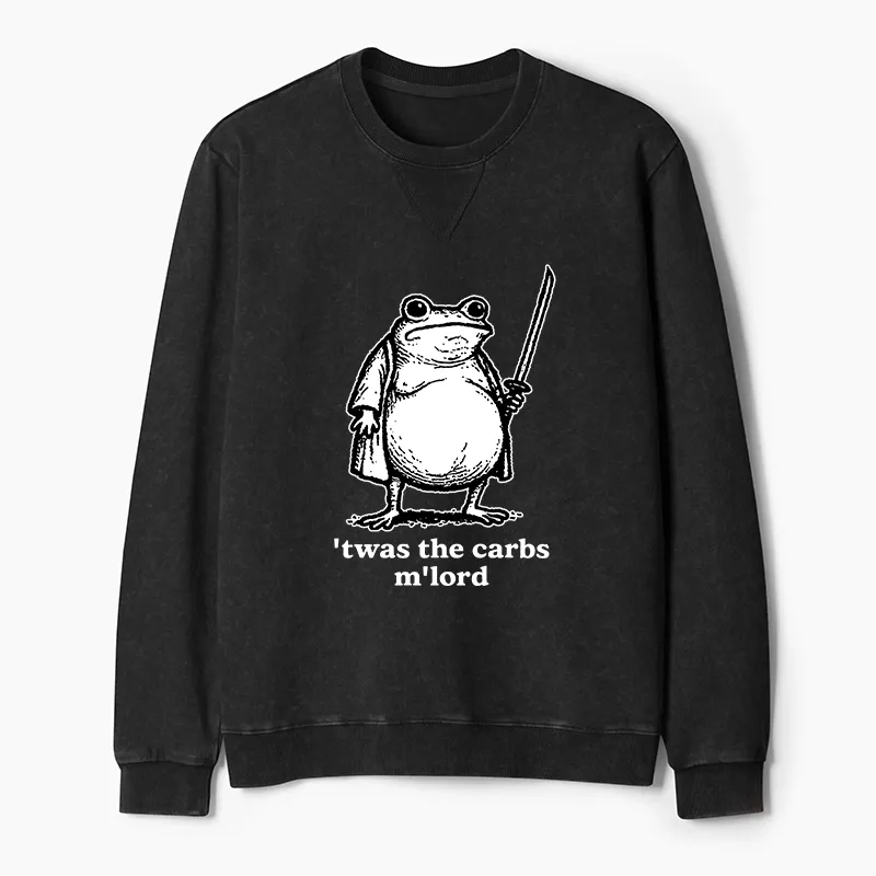 Tokyo-Tiger Funny Fat Samurai Frog Washed Terry Sweatshirt