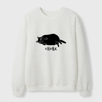Tokyo-Tiger Chonk Cat Waffle Sweatshirt