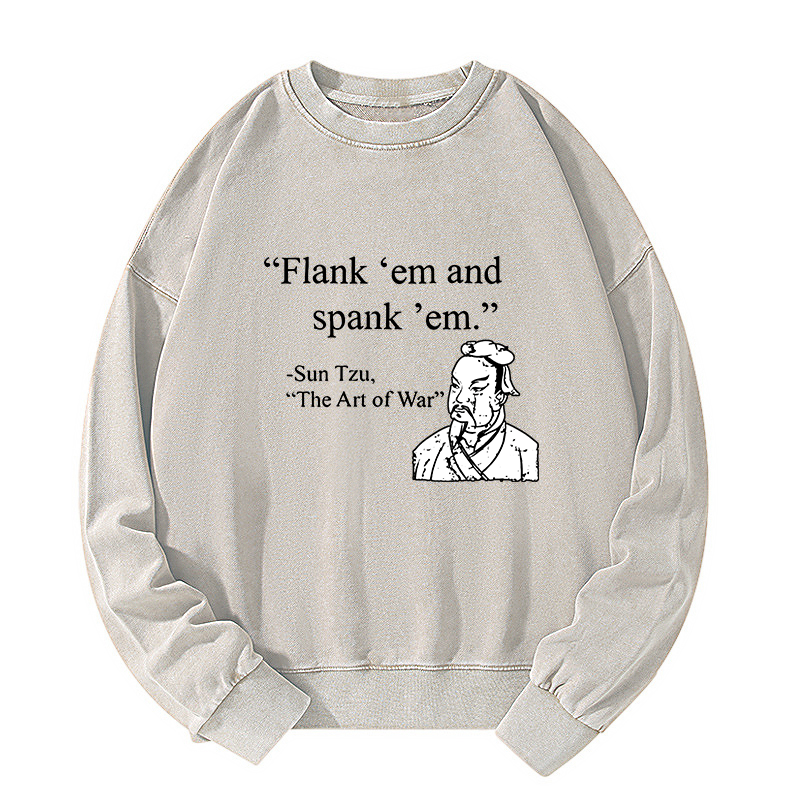 Tokyo-Tiger The Art Of War Funny Washed Sweatshirt